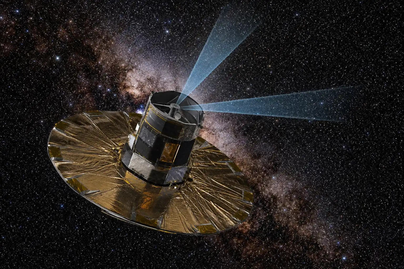 Gaia repeatedly scans the sky to measure the minute shifts that reveal stellar distances.